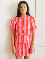 Orela Pink & Red Striped Blouse