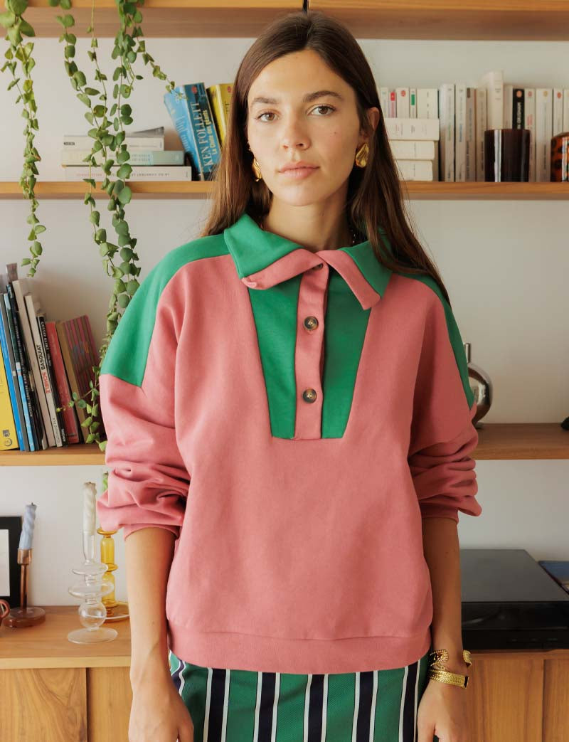 Jones blush & green sweatshirt