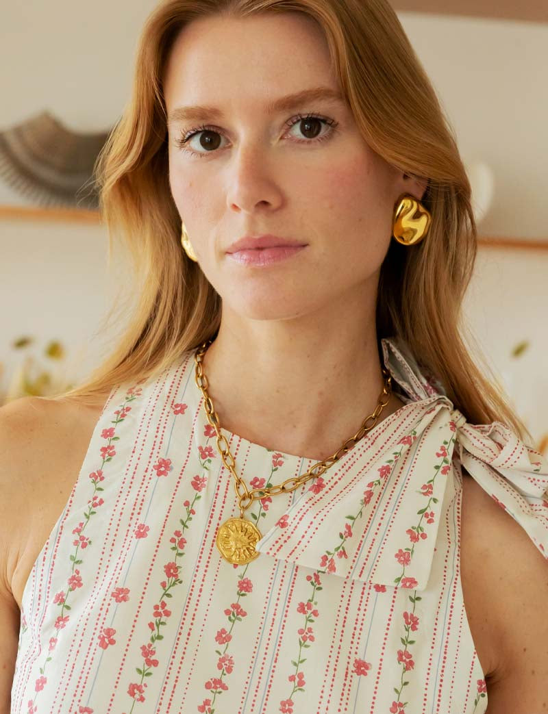 Robe écrue fleurie Tiaga