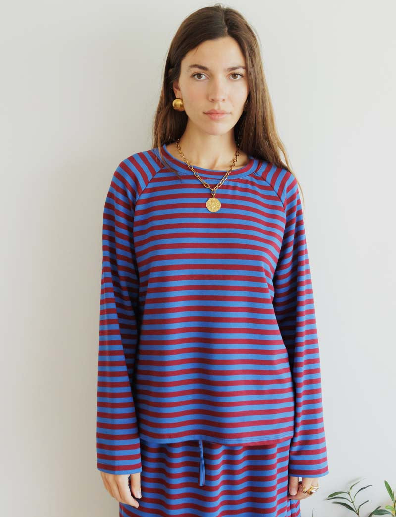 Blue and burgundy top Nati