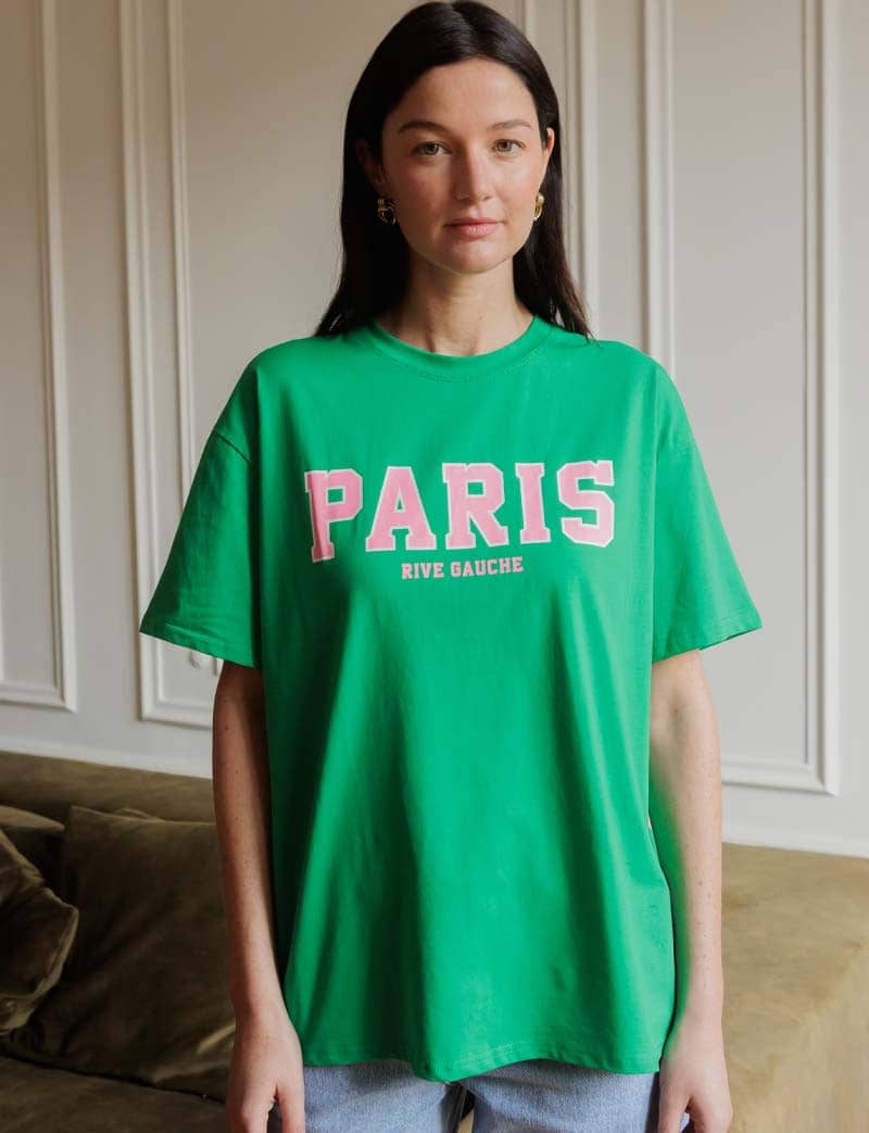 T-shirt vert & rose Paris Rive gauche