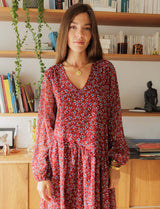 Robe bordeaux & fleurs Maeva