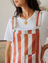 Roey terracotta-striped overalls