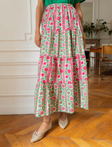 Jupe rose & verte fleurie Josy