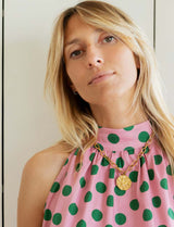 Pink dress with green polka dots Rosia