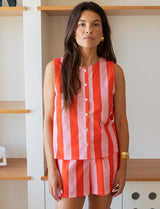 Rocio Pink & Red Striped Vest