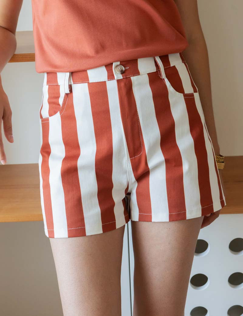 Terracotta striped shorts Kevy