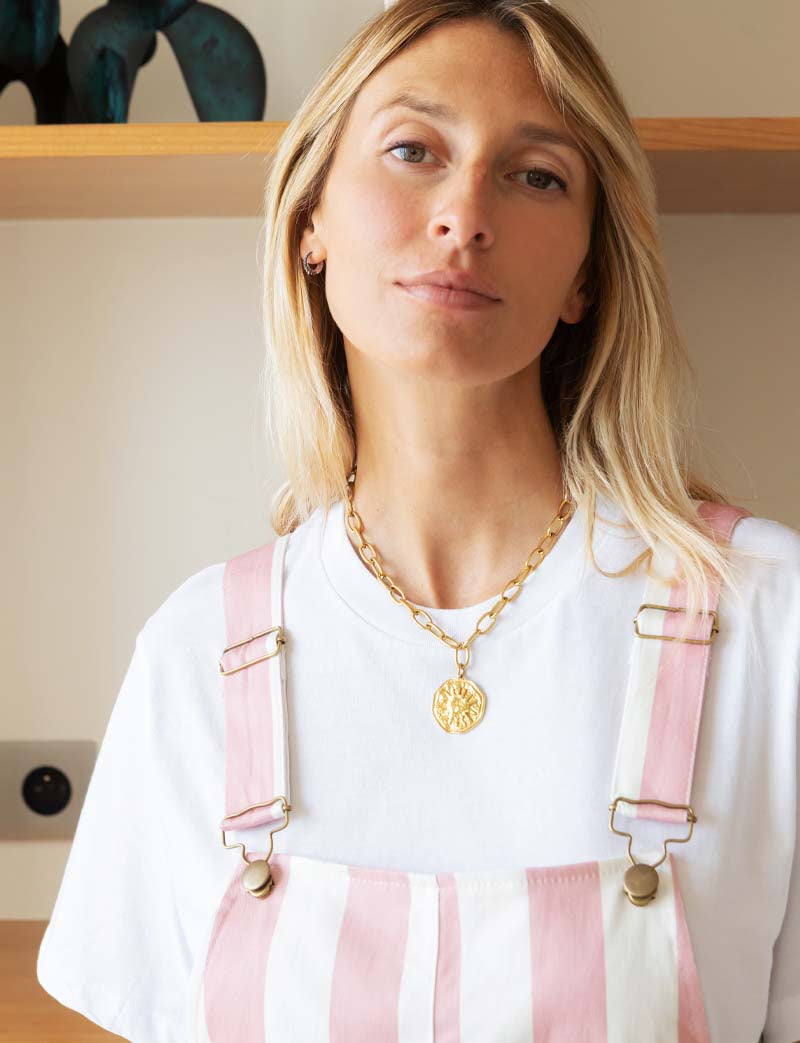 Pink striped overalls Faby