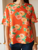 T-shirt rouge fleuri Rafael