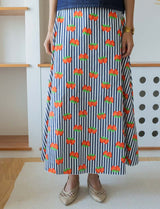 Navy striped skirt with strawberries Yvelle