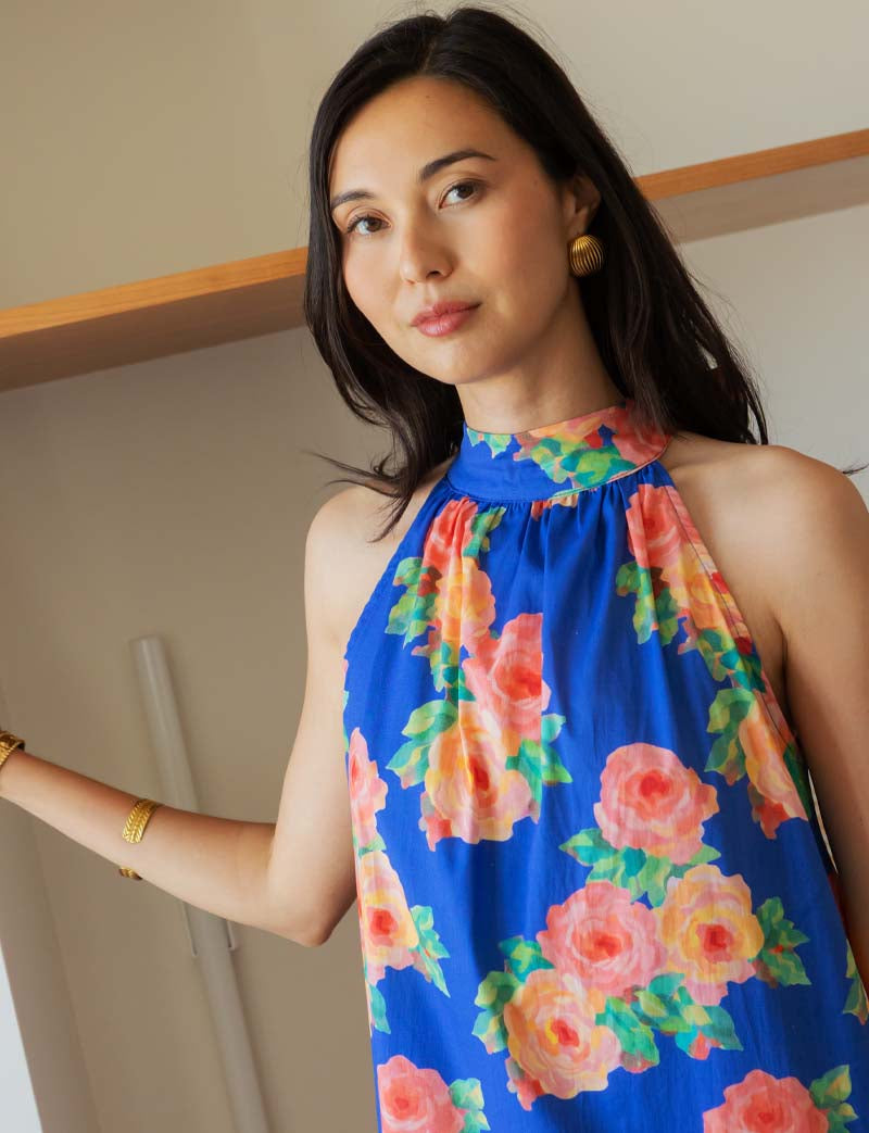 Robe bleue fleurie Sidy