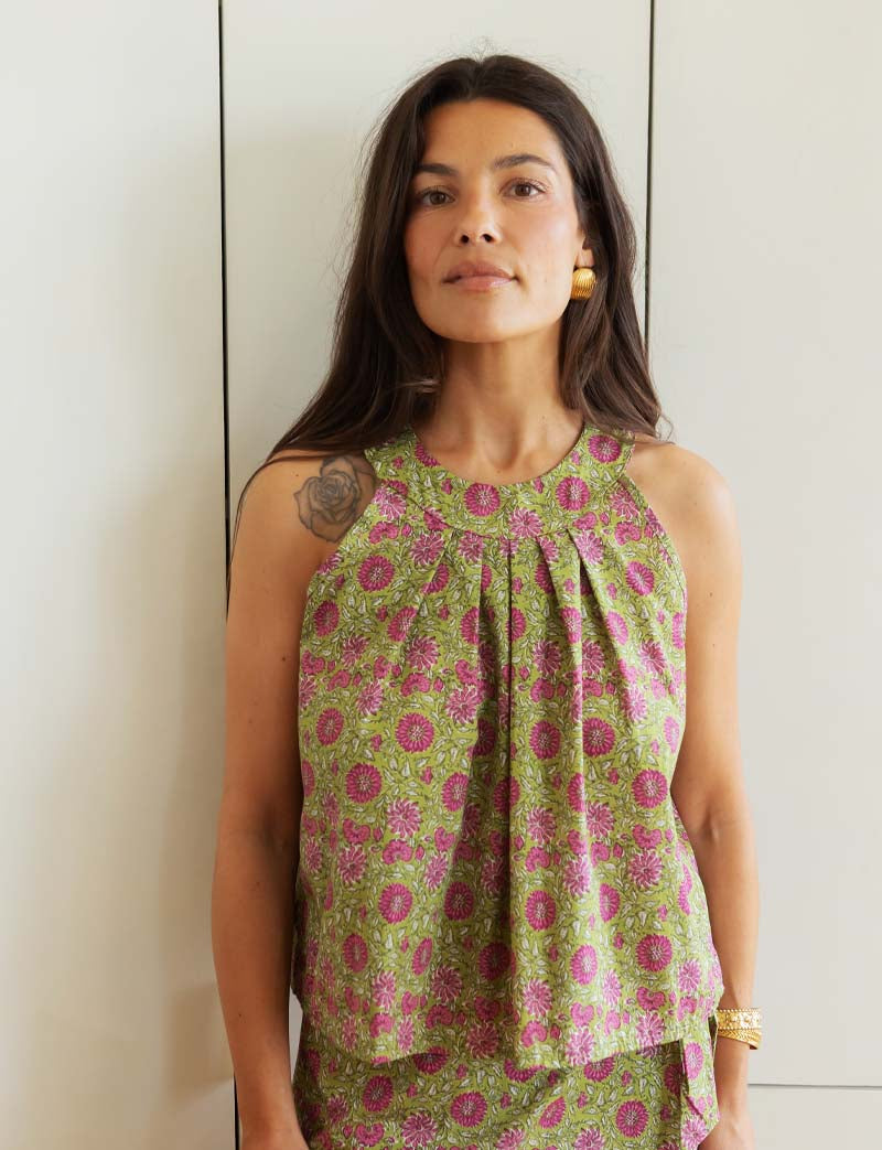Theo floral green top
