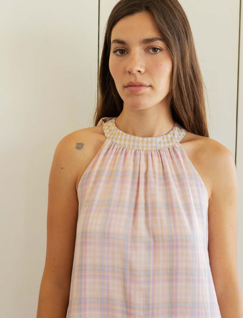 Robe à carreaux rose Pampa