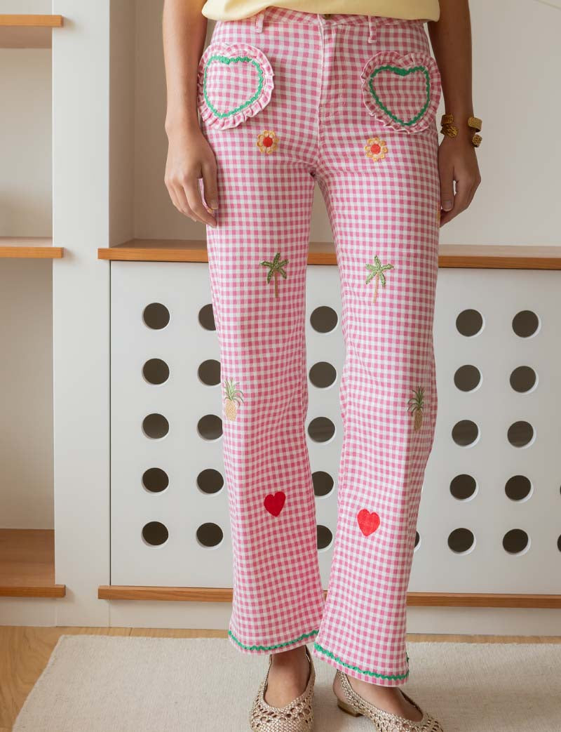 Pink Vichy Jeans Victor