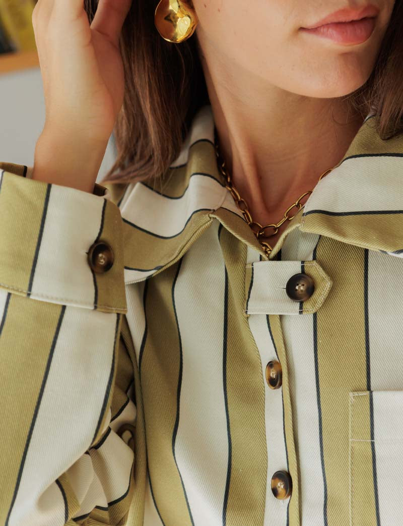 Robe à rayures olives & écrues Mavi