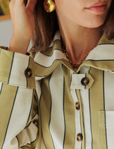 Robe à rayures olives & écrues Mavi