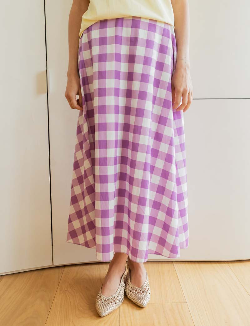 Jupe vichy lilas Yvelle