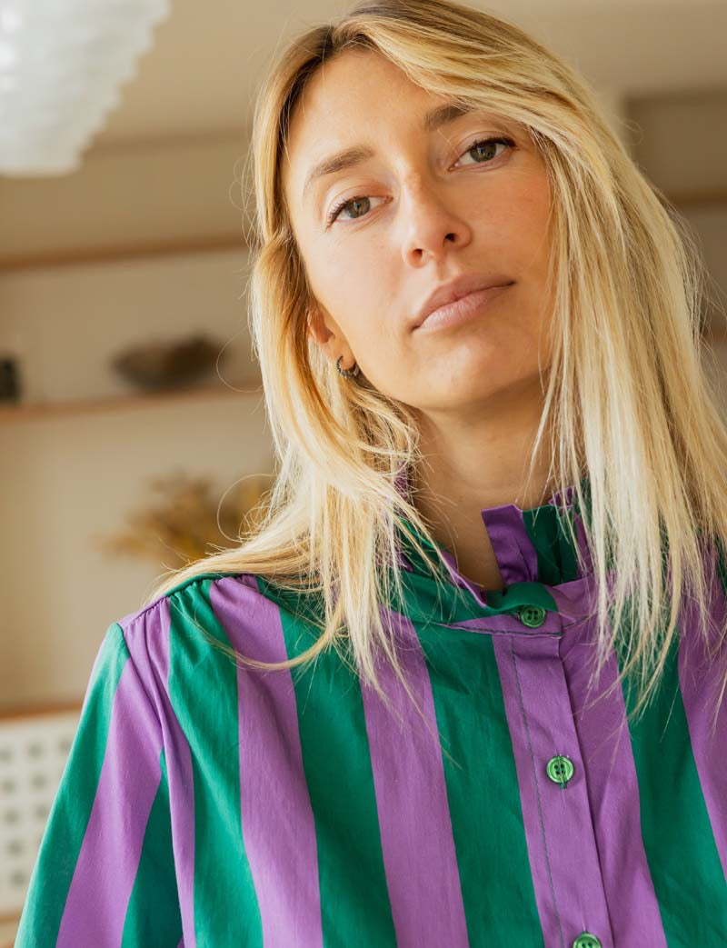 Chemise violette & verte Gustava