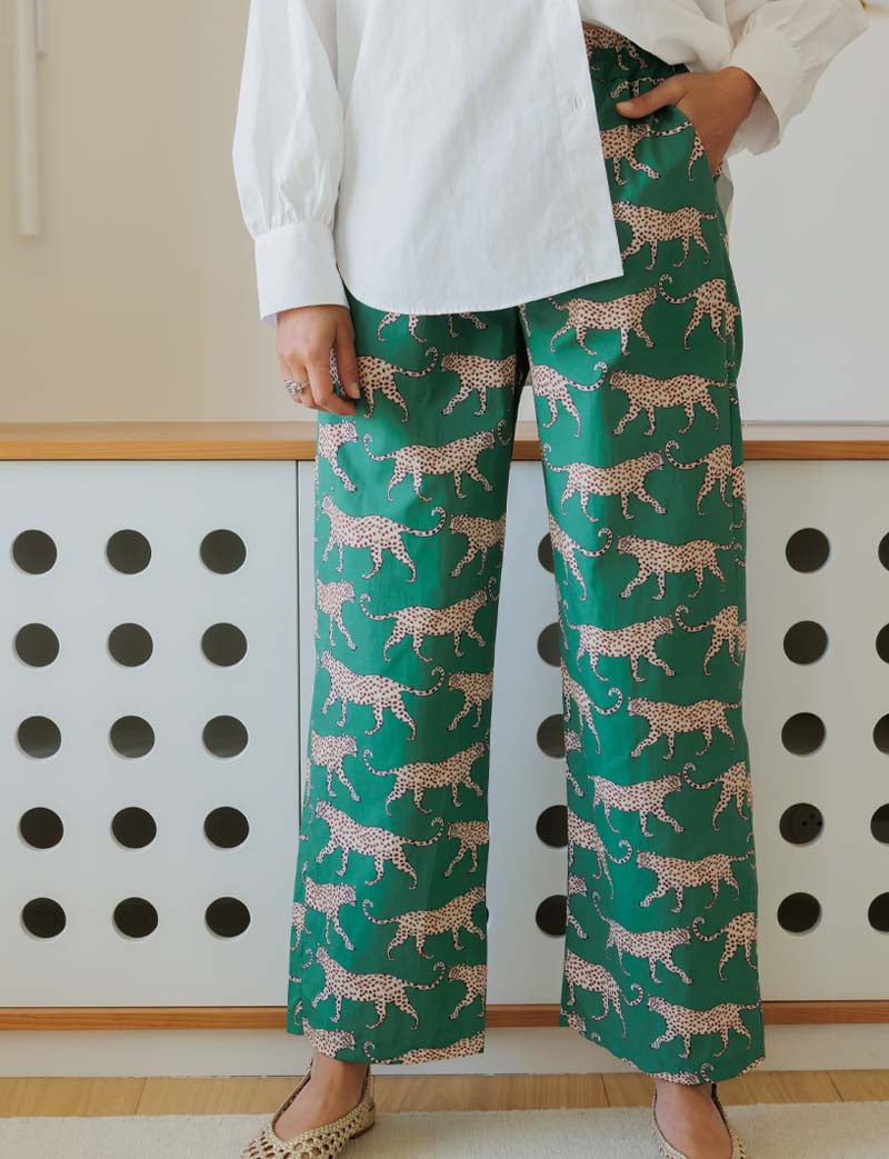 Pantalon vert & léopards Niko