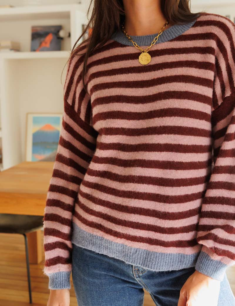Jersey rosa, burdeos y azul Mendi