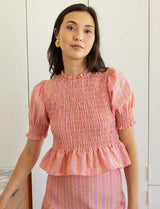 Coral intenso y lila Paloma