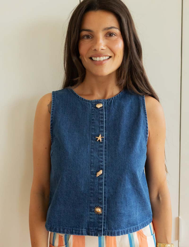 Blue Lunares Top