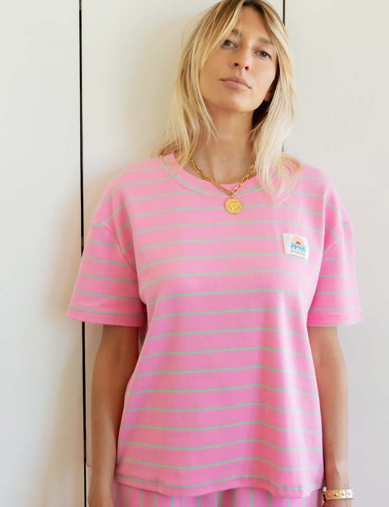 T-shirt rose & vert Beach Vibes