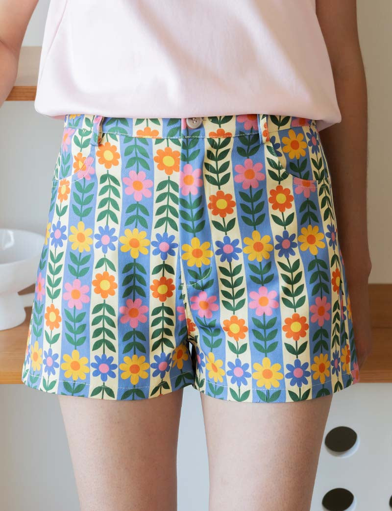 Short striped floral Kevy