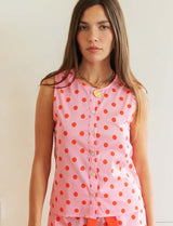 Red polka dot rose top Lya