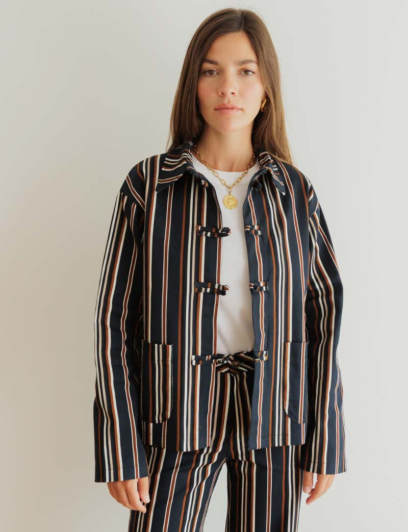 Veste marine à rayures Zeno