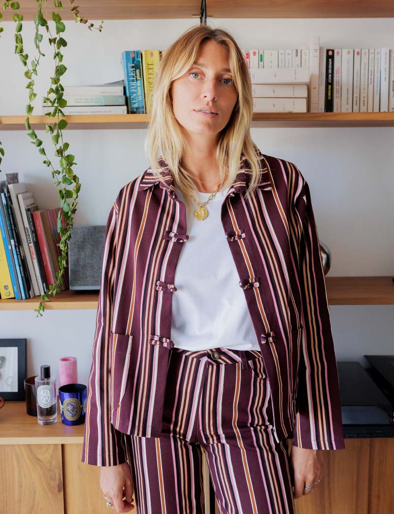 Veste prune à rayures Zeno