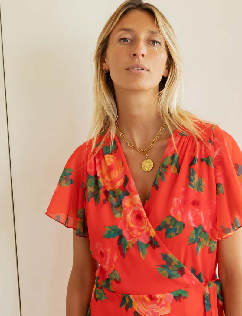 Red floral robe Hasina
