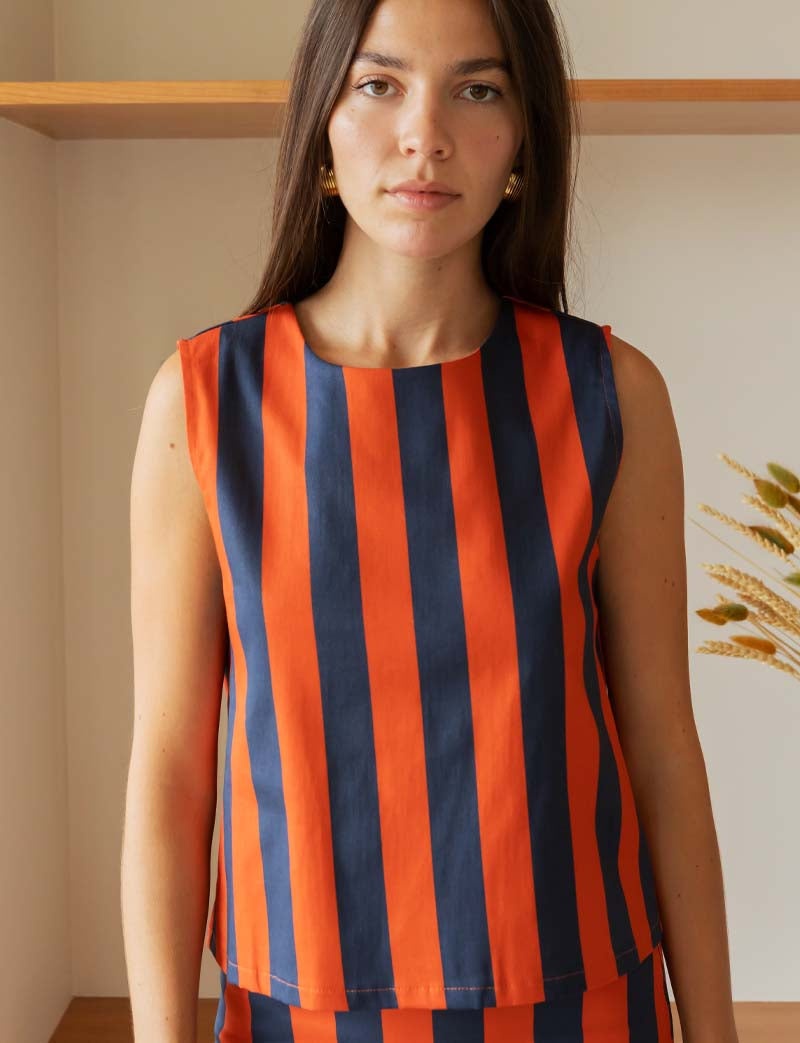 Jupe à rayures marine & orange Hely