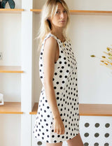 White dress with black polka dots Safia
