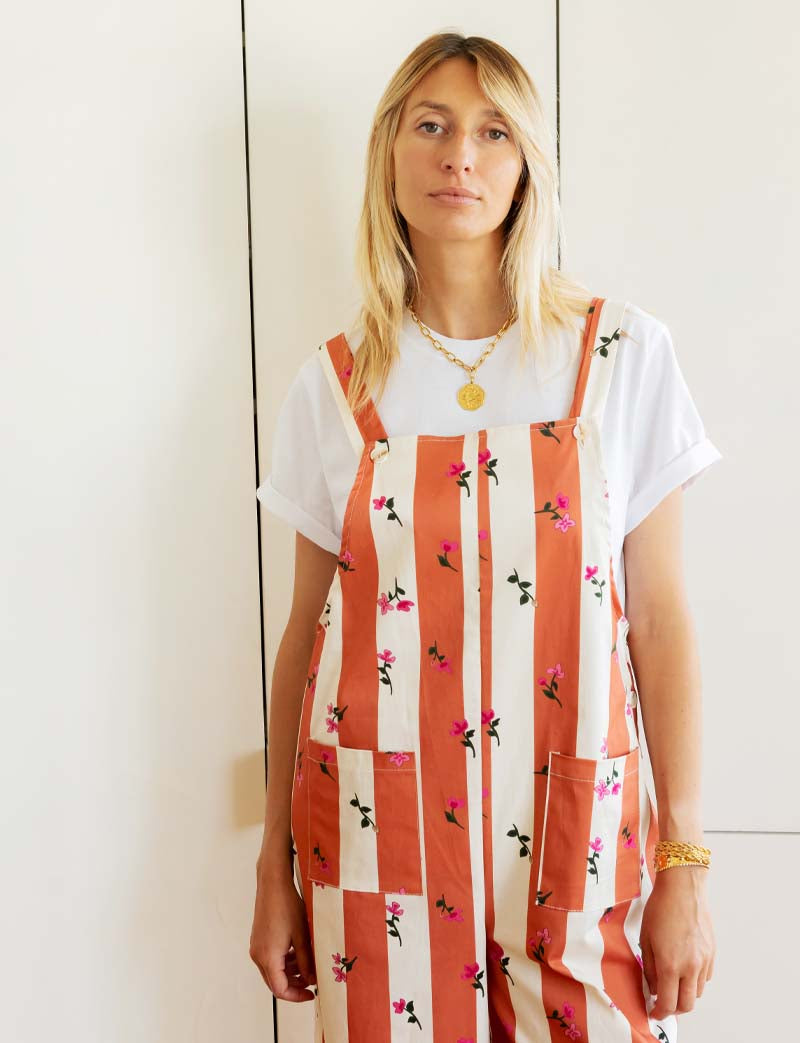 Salopette terracotta & fleurs Alix