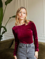 Coco burgundy velvet bodysuit