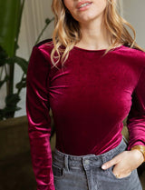 Coco burgundy velvet bodysuit
