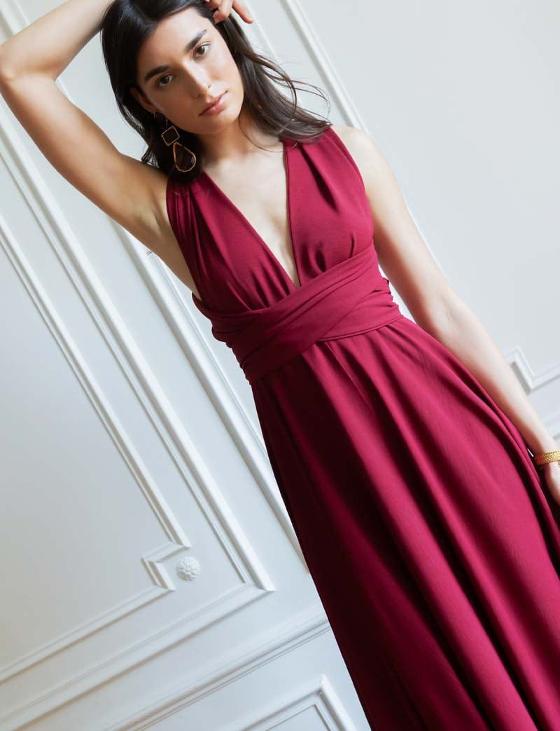 Loriana burgundy dress