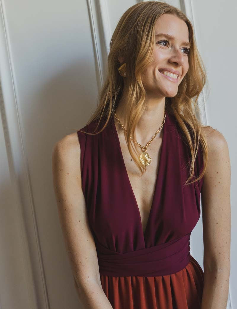 Robe bordeaux & terracotta Suzana