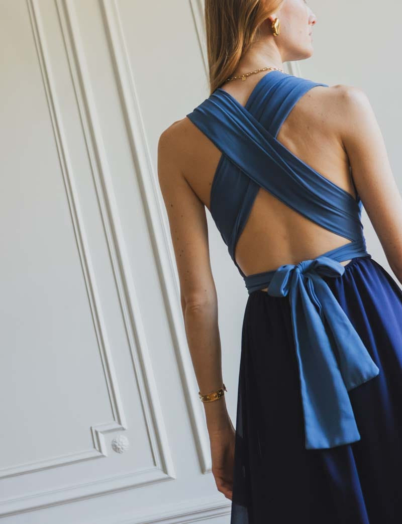 Vestido azul y marino Suzana