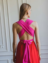 Vestido fucsia y rojo Suzana