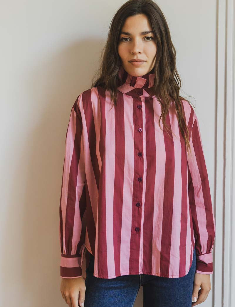 Chemise rose & bordeaux Dera