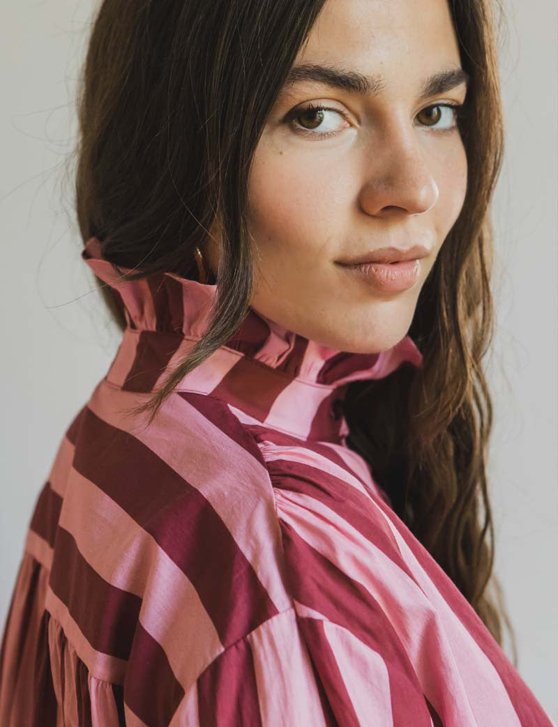 Chemise rose & bordeaux Dera