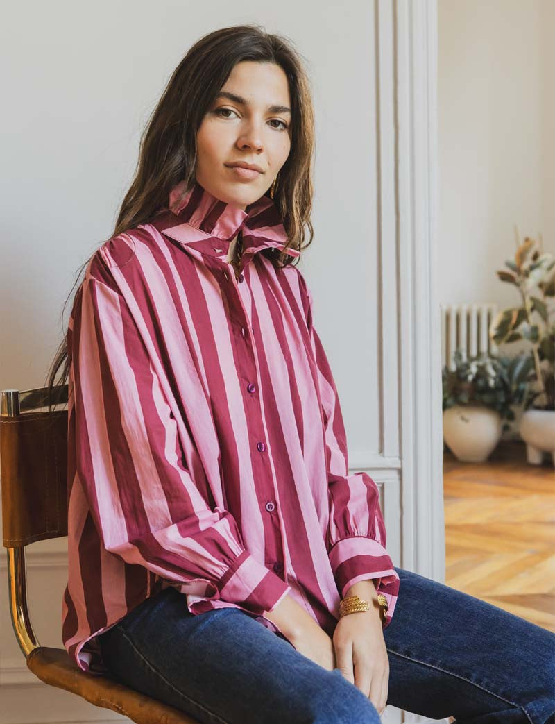 Chemise rose & bordeaux Dera