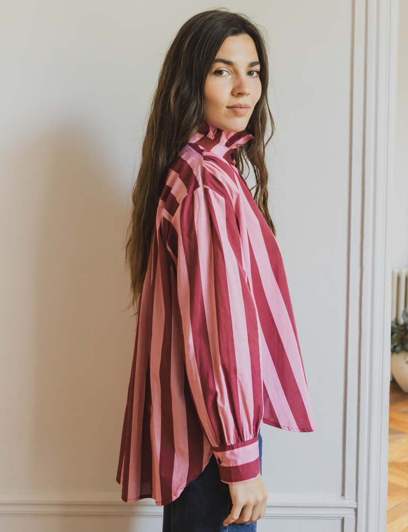 Chemise rose & bordeaux Dera