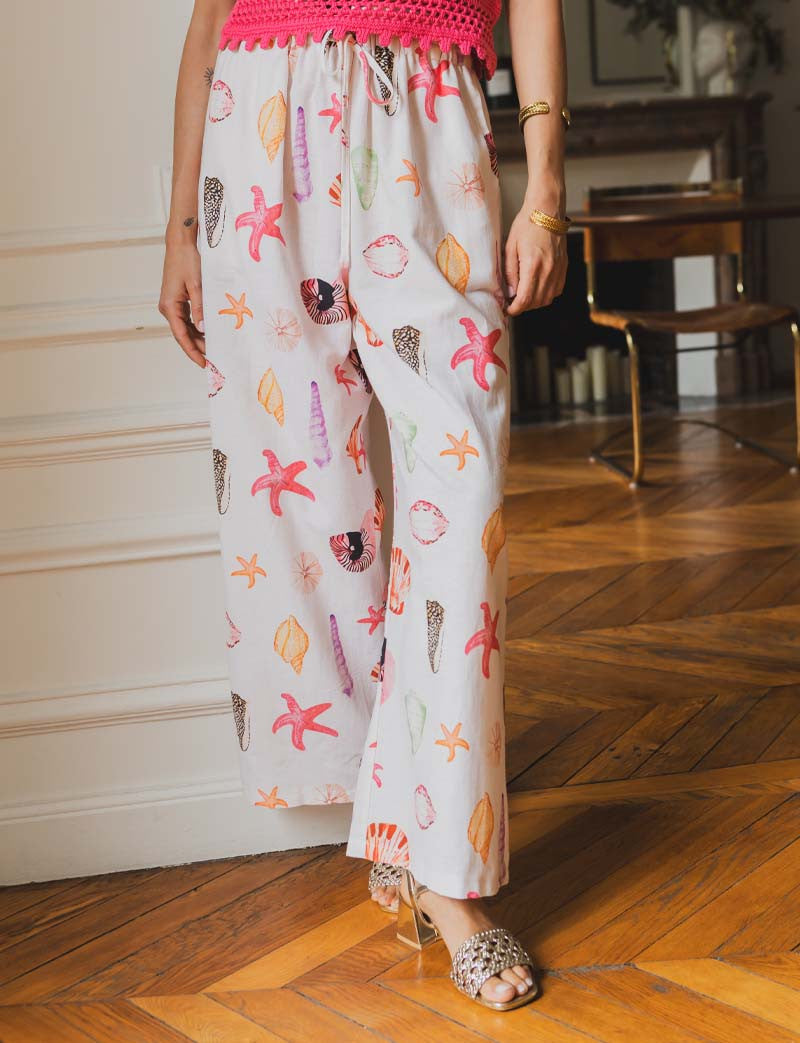 Pantalon écru Coquillages