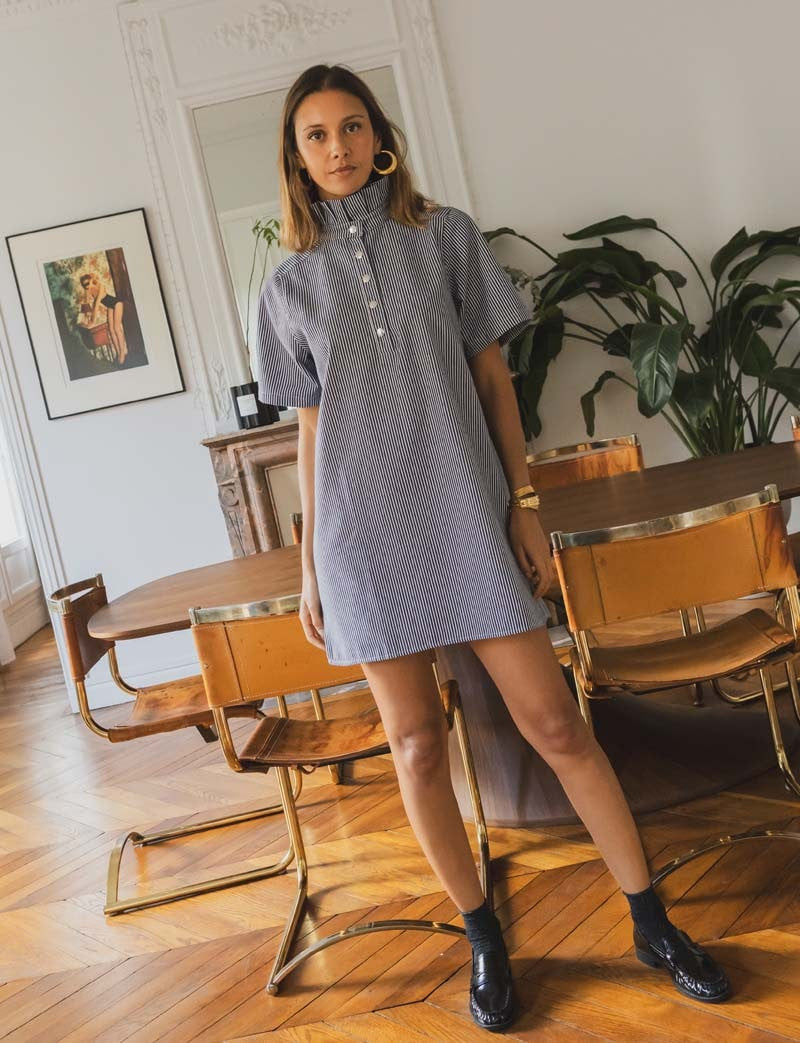 Robe marine à rayures Doma