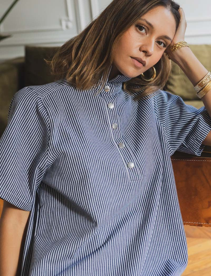 Robe marine à rayures Doma