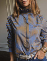 Chemise olive & bleue Fany