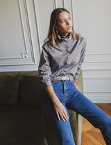 Chemise olive & bleue Fany